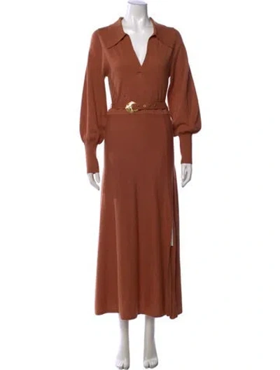 Pre-owned Nicholas V-neck Long Dress In Brown