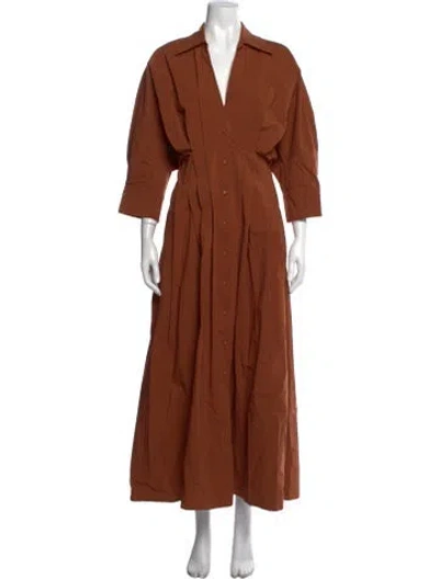 Pre-owned Nicholas V-neck Long Dress In Brown