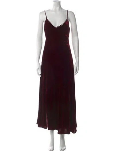 Pre-owned Nicholas V-neck Long Dress In Burgundy