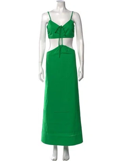 Pre-owned Nicholas V-neck Long Dress In Green