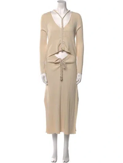 Pre-owned Nicholas V-neck Long Dress In Neutral