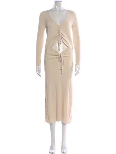 Pre-owned Nicholas V-neck Long Dress In Neutral