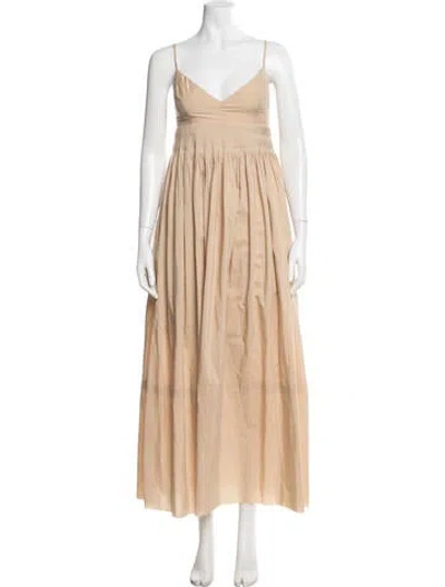 Pre-owned Nicholas V-neck Long Dress In Neutral