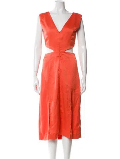 Pre-owned Nicholas V-neck Long Dress In Orange