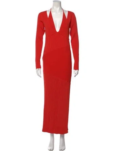Pre-owned Nicholas V-neck Long Dress In Orange