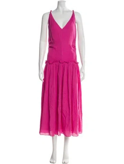 Pre-owned Nicholas V-neck Long Dress In Pink