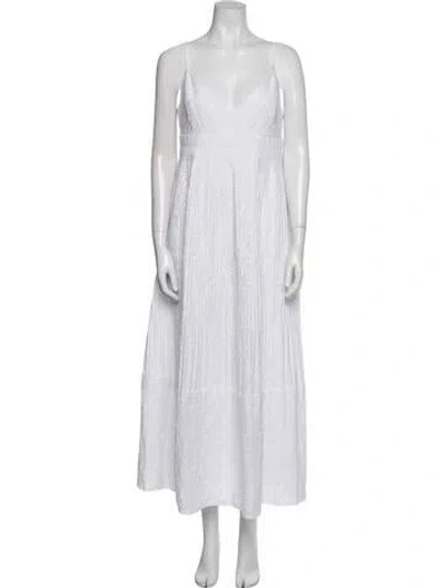 Pre-owned Nicholas V-neck Long Dress In White
