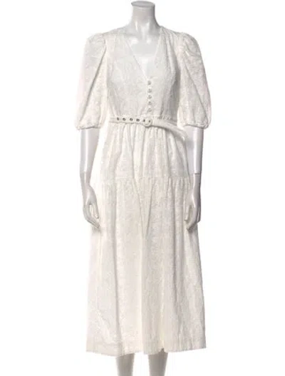 Pre-owned Nicholas V-neck Long Dress In White