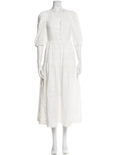 Pre-owned Nicholas V-neck Long Dress In White