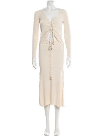 Pre-owned Nicholas V-neck Long Dress In White