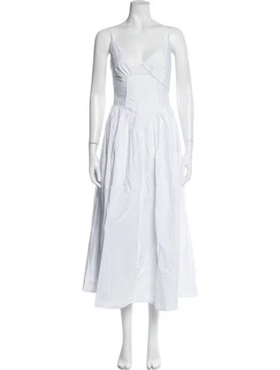 Pre-owned Nicholas V-neck Long Dress In White