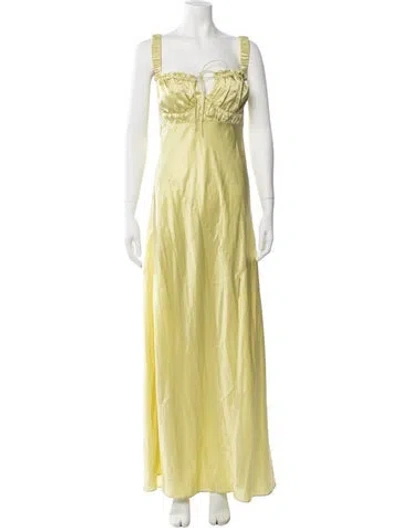 Pre-owned Nicholas V-neck Long Dress In Yellow