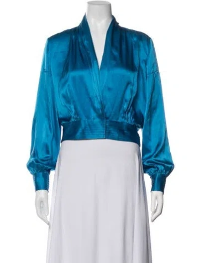 Pre-owned Nicholas V-neck Long Sleeve Blouse In Blue