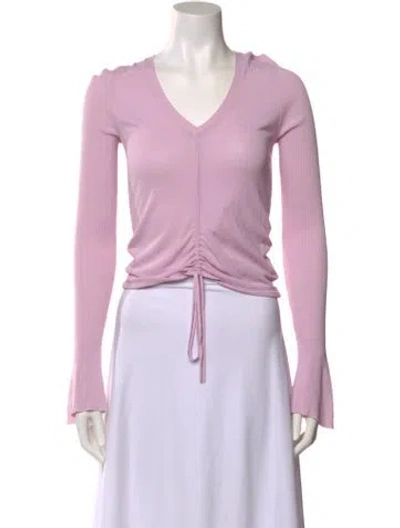 Pre-owned Nicholas V-neck Long Sleeve Crop Top In Purple