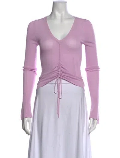Pre-owned Nicholas V-neck Long Sleeve Crop Top In Purple