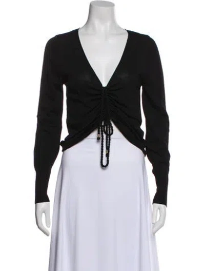 Pre-owned Nicholas V-neck Long Sleeve Top In Black