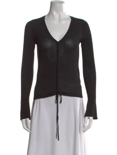Pre-owned Nicholas V-neck Long Sleeve Top In Black