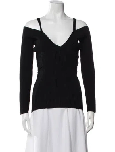 Pre-owned Nicholas V-neck Long Sleeve Top In Black
