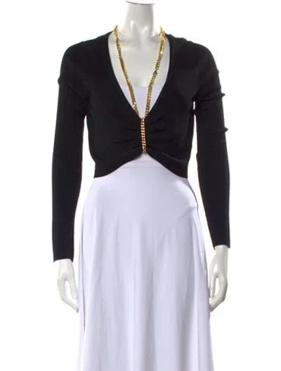 Pre-owned Nicholas V-neck Long Sleeve Top In Black