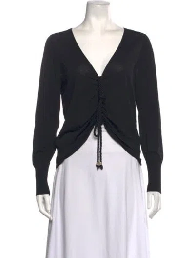 Pre-owned Nicholas V-neck Long Sleeve Top In Black
