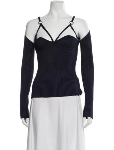 Pre-owned Nicholas V-neck Long Sleeve Top In Blue