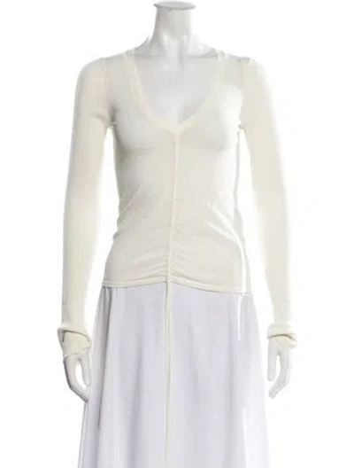 Pre-owned Nicholas V-neck Long Sleeve Top In Neutrals