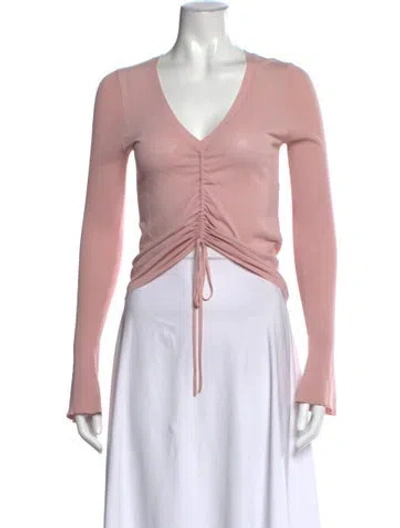 Pre-owned Nicholas V-neck Long Sleeve Top In Pink