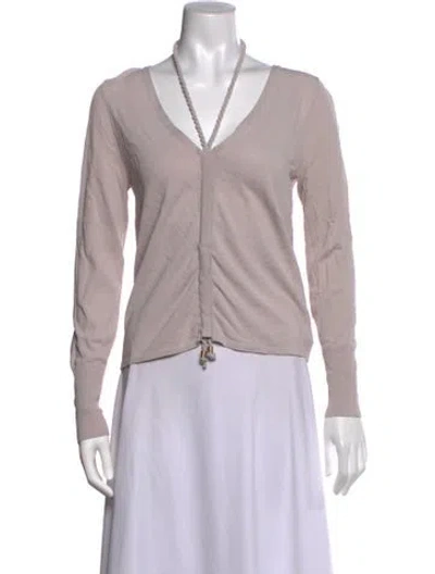 Pre-owned Nicholas V-neck Long Sleeve Top In Pink/purple