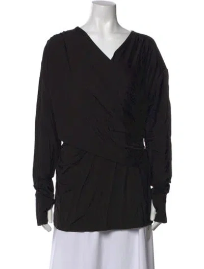 Pre-owned Nicholas V-neck Long Sleeve Top W/ Tags In Black