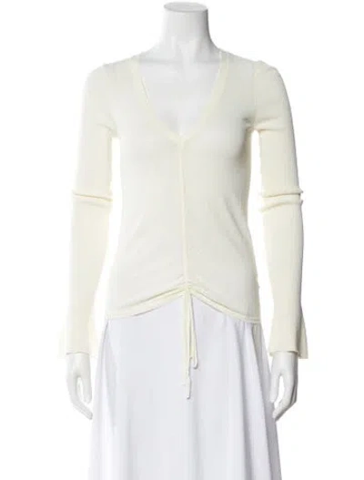 Pre-owned Nicholas V-neck Long Sleeve Top In White