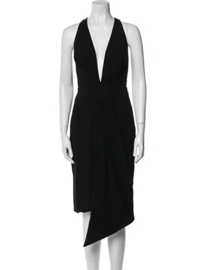 Pre-owned Nicholas V-neck Midi Length Dress In Black