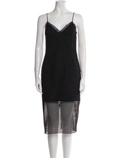 Pre-owned Nicholas V-neck Midi Length Dress In Black