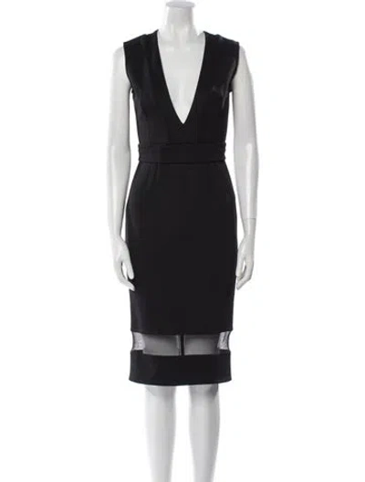 Pre-owned Nicholas V-neck Midi Length Dress In Black