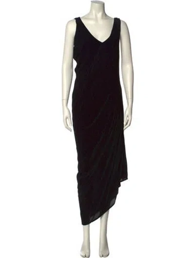Pre-owned Nicholas V-neck Midi Length Dress In Black