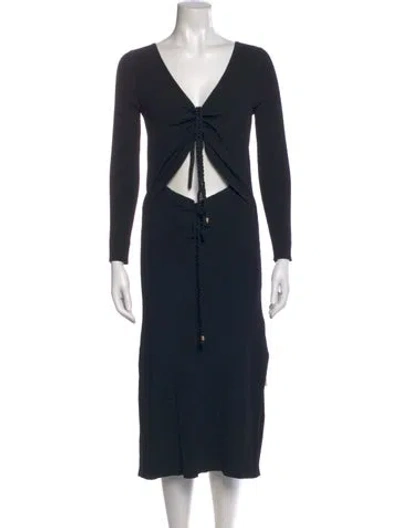Pre-owned Nicholas V-neck Midi Length Dress In Black