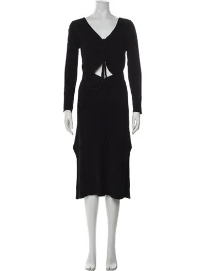 Pre-owned Nicholas V-neck Midi Length Dress In Black