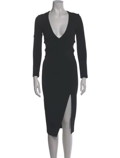 Pre-owned Nicholas V-neck Midi Length Dress In Black