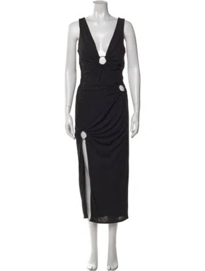Pre-owned Nicholas V-neck Midi Length Dress In Black