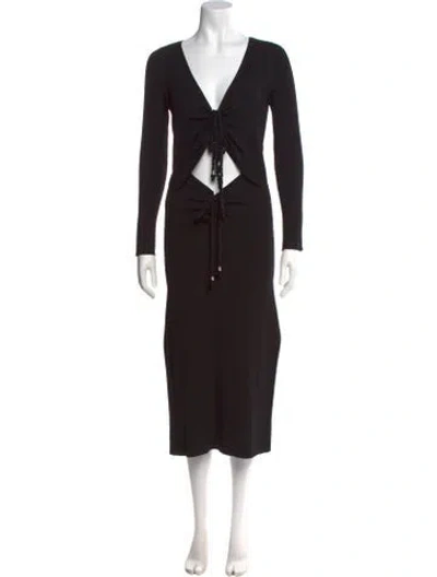 Pre-owned Nicholas V-neck Midi Length Dress In Black