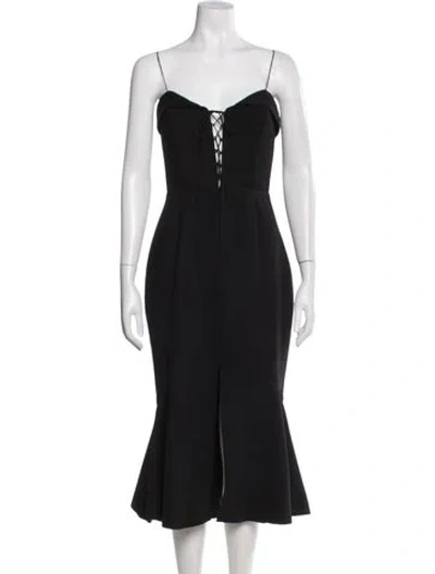 Pre-owned Nicholas V-neck Midi Length Dress In Black