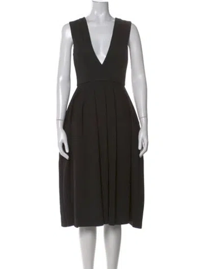 Pre-owned Nicholas V-neck Midi Length Dress In Black