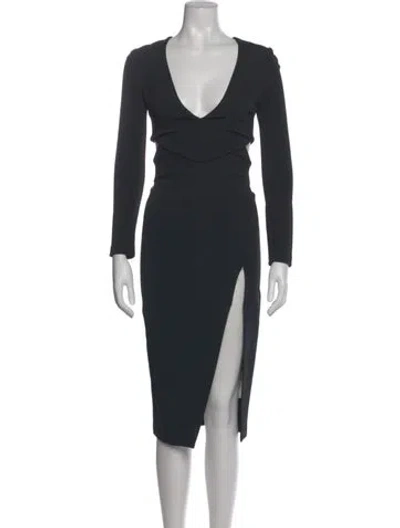 Pre-owned Nicholas V-neck Midi Length Dress In Black