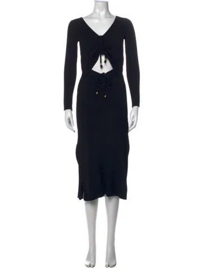 Pre-owned Nicholas V-neck Midi Length Dress In Black
