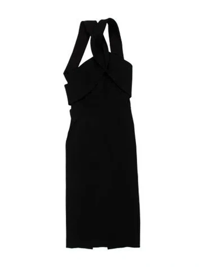 Pre-owned Nicholas V-neck Midi Length Dress In Black