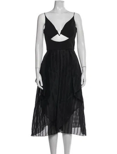 Pre-owned Nicholas V-neck Midi Length Dress In Black