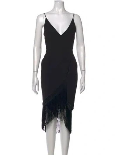 Pre-owned Nicholas V-neck Midi Length Dress In Black