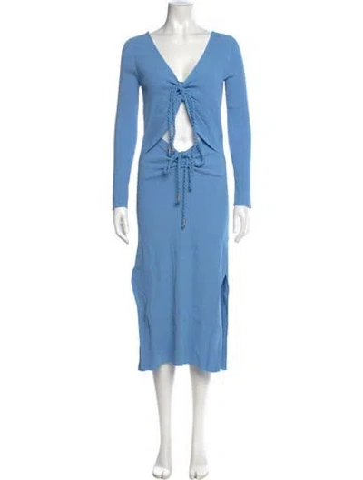 Pre-owned Nicholas V-neck Midi Length Dress In Blue