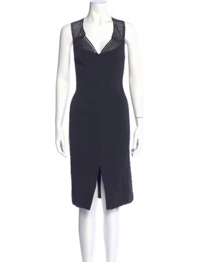 Pre-owned Nicholas V-neck Midi Length Dress In Blue