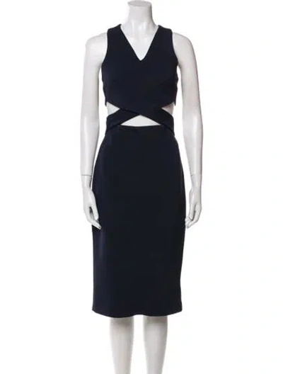 Pre-owned Nicholas V-neck Midi Length Dress In Blue