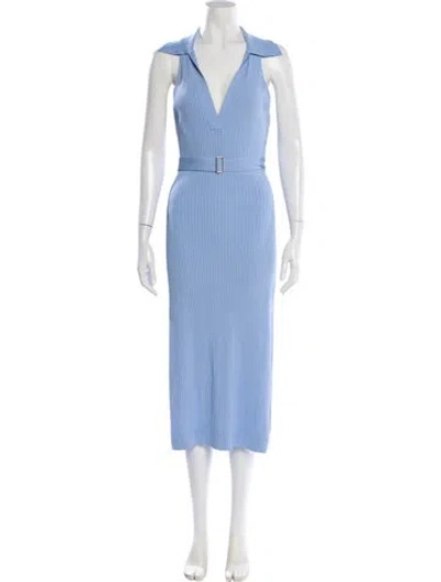 Pre-owned Nicholas V-neck Midi Length Dress In Blue
